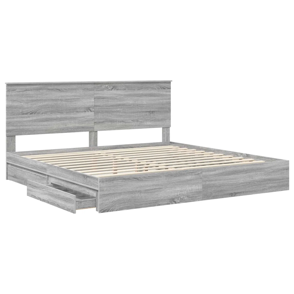 Letto con Contenitore con testiera Grigio Sonoma 200 x 200 cm