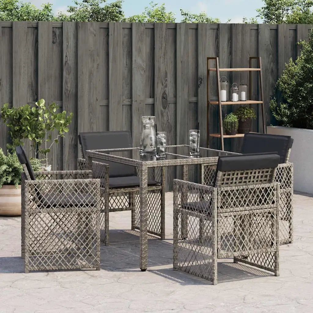 Sedie da Giardino con Cuscini 4pz Grigio in Polyrattan