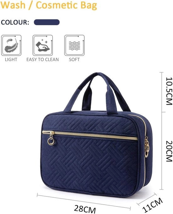 Asciugamani per bagno, trucco, per donne, impermeabili, da appendere, pieghevoli, grandi, con gancio rotativo 360 gradi, colore blu scuro, colore blu scuro, Medio