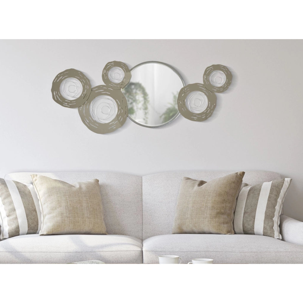 Decorazione in Metallo 3D Cerchi 18, Argento, Metallo, 106x3,8x48 cm