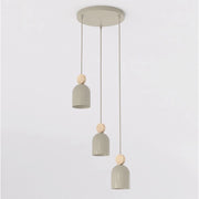 Lampada a sospensione MESI in acciaio beige e legno