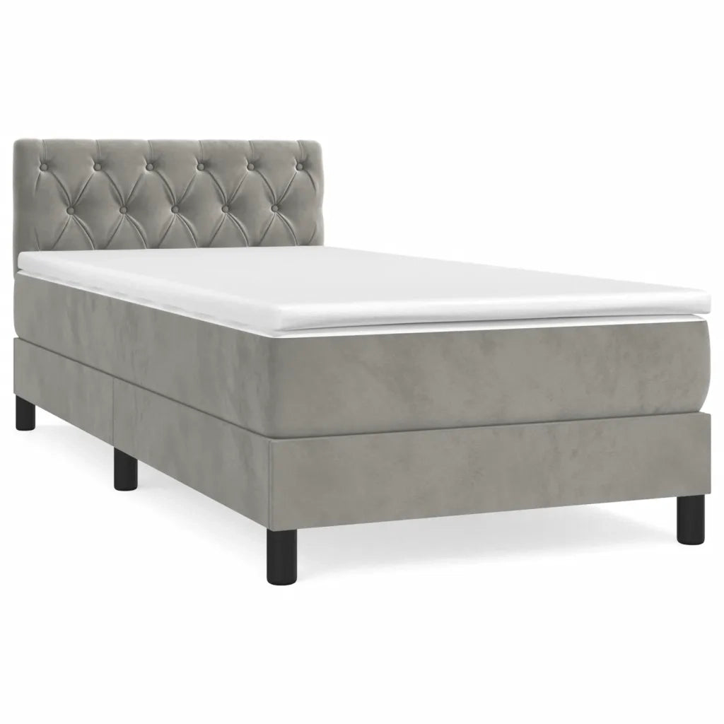 Giroletto a Molle con Materasso Grigio Chiaro 80x200 cm Velluto cod mxl 61946