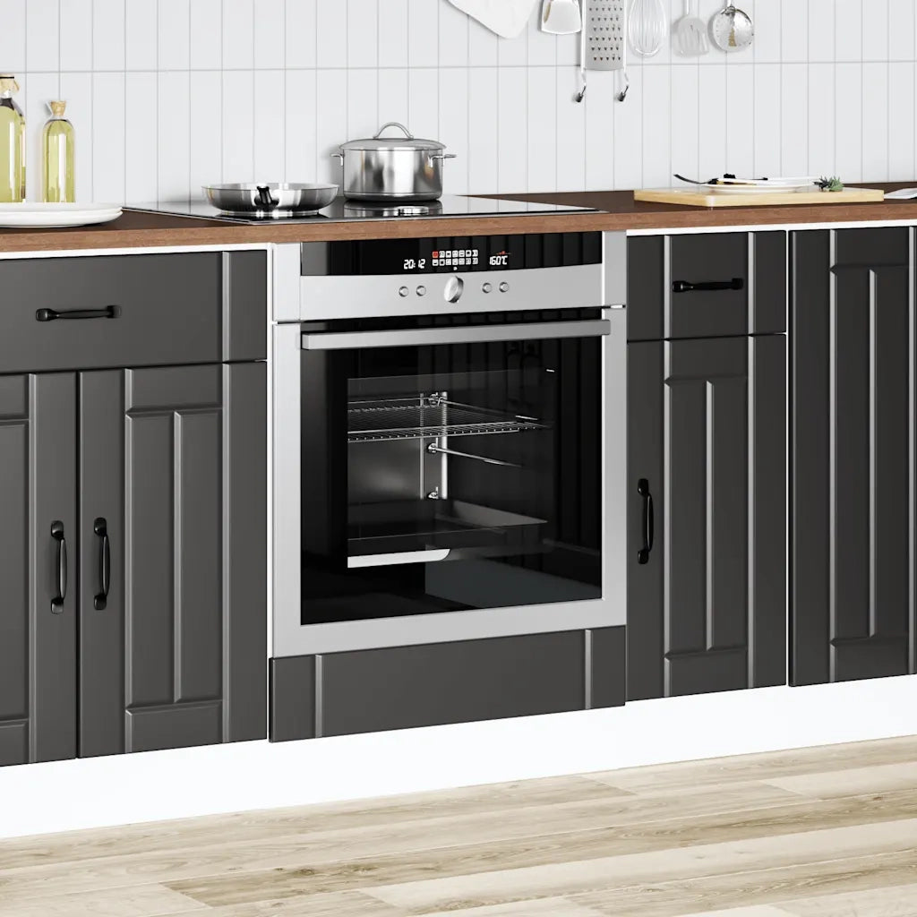 Pensile da cucina | Armadio Forno Lucca Nero in Legno Multistrato