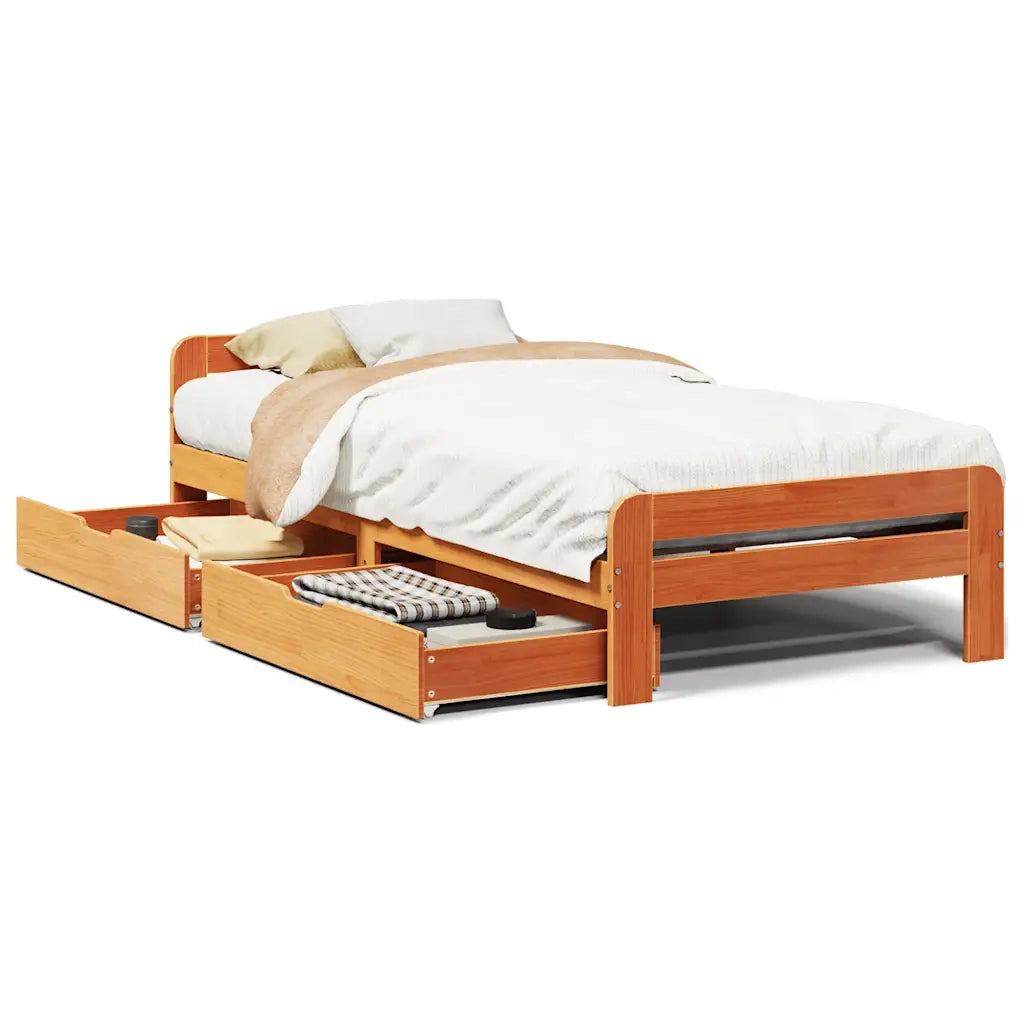 vidaXL Letto senza Materasso Marrone Cera 75x190 cm in Legno di Pino