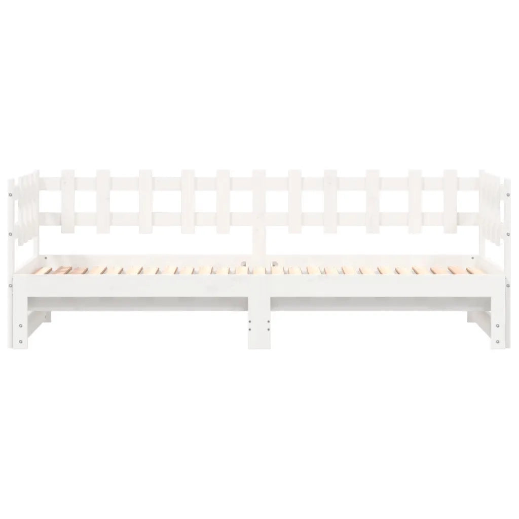 Letto singolo | Letto per adulti | Dormeuse Estraibile Bianca 2x(80x200) cm Legno Massello di Pino