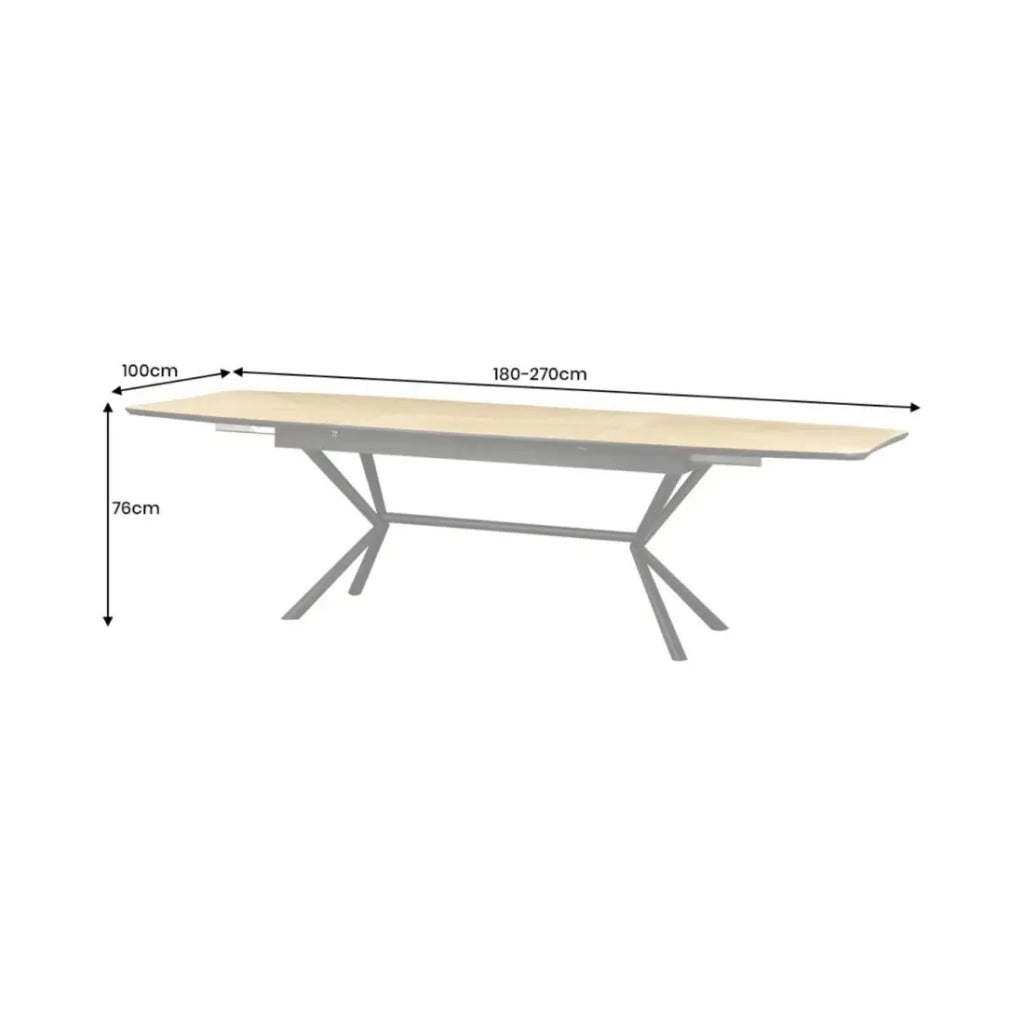 Tavolo da pranzo GRANI – Impiallacciatura di rovere chiaro e metallo – 180-270 cm – Estensibile