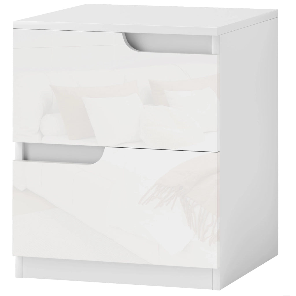 Comodino Moderno con Cassetti ¨C zephmum ¨C Bianco Lucido 40x40x48 cm