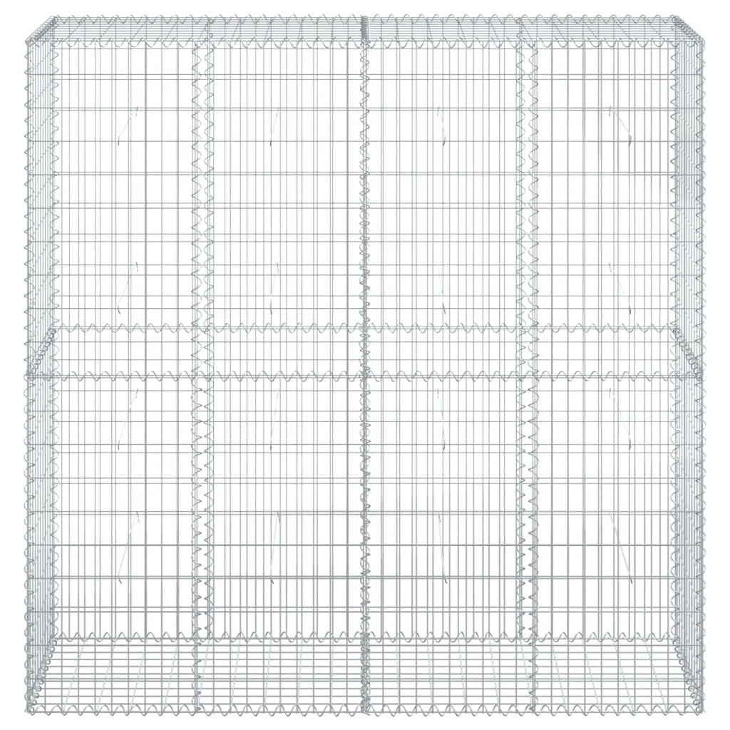 Gabbione recinto a gabbia muro di contenimento con coperchio 200 x 50 x 200 cm ferro zincato argento 02_0040145