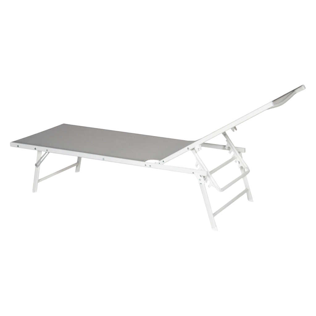 Set di 2 lettini pieghevoli SICILIA in textilene grigio - struttura bianca