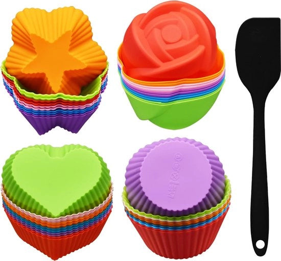 Forme per muffin, forma per muffin, forme per muffin in silicone, forma per muffin in silicone riutilizzabile, muffin, forme per muffin, forme per muffin, stili 2, 48 pezzi
