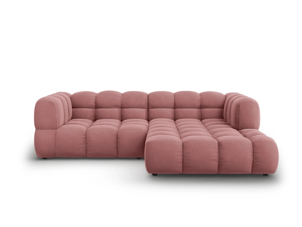 Cosmopolitan Design - Divano angolare modulare destro "Sky" 3 posti in velluto salmone 