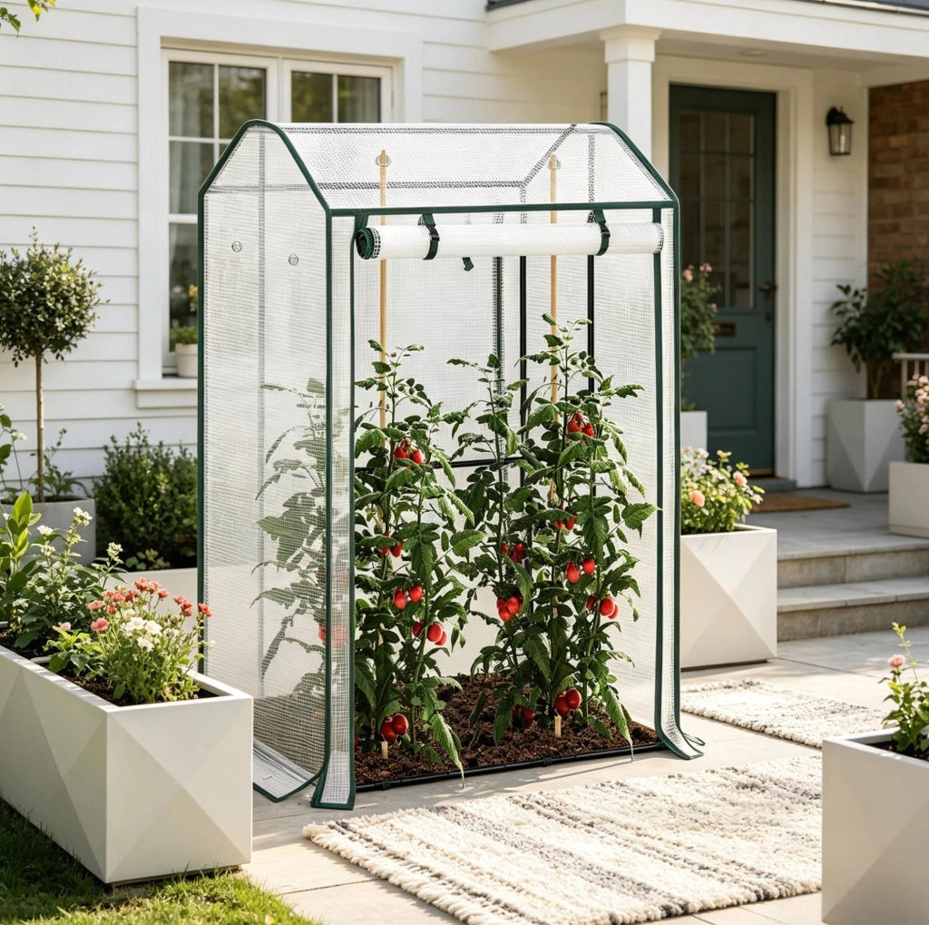 Serra da giardino in PE bianca 100x83x150 cm