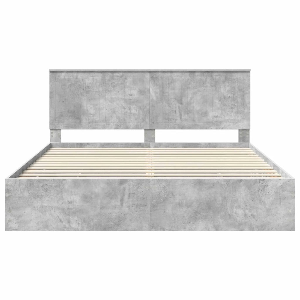 Struttura del letto con cassetto-Giroletto con contenitore-Rete del Letto Grigio cemento 180 x 200 cm 245167