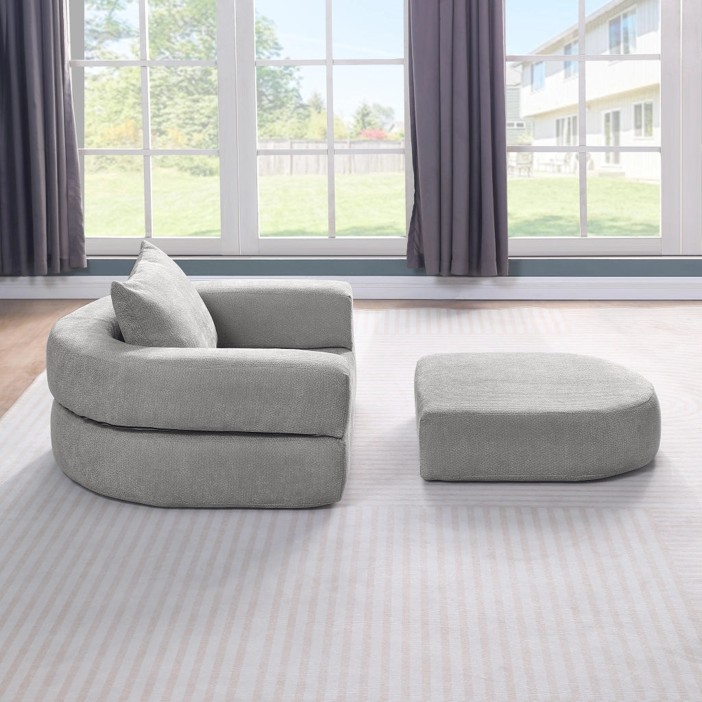 Divano modulare in ciniglia con seduta ampia e design minimalista per soggiorno, grigio chiaro 105 × 28 × 28 cm