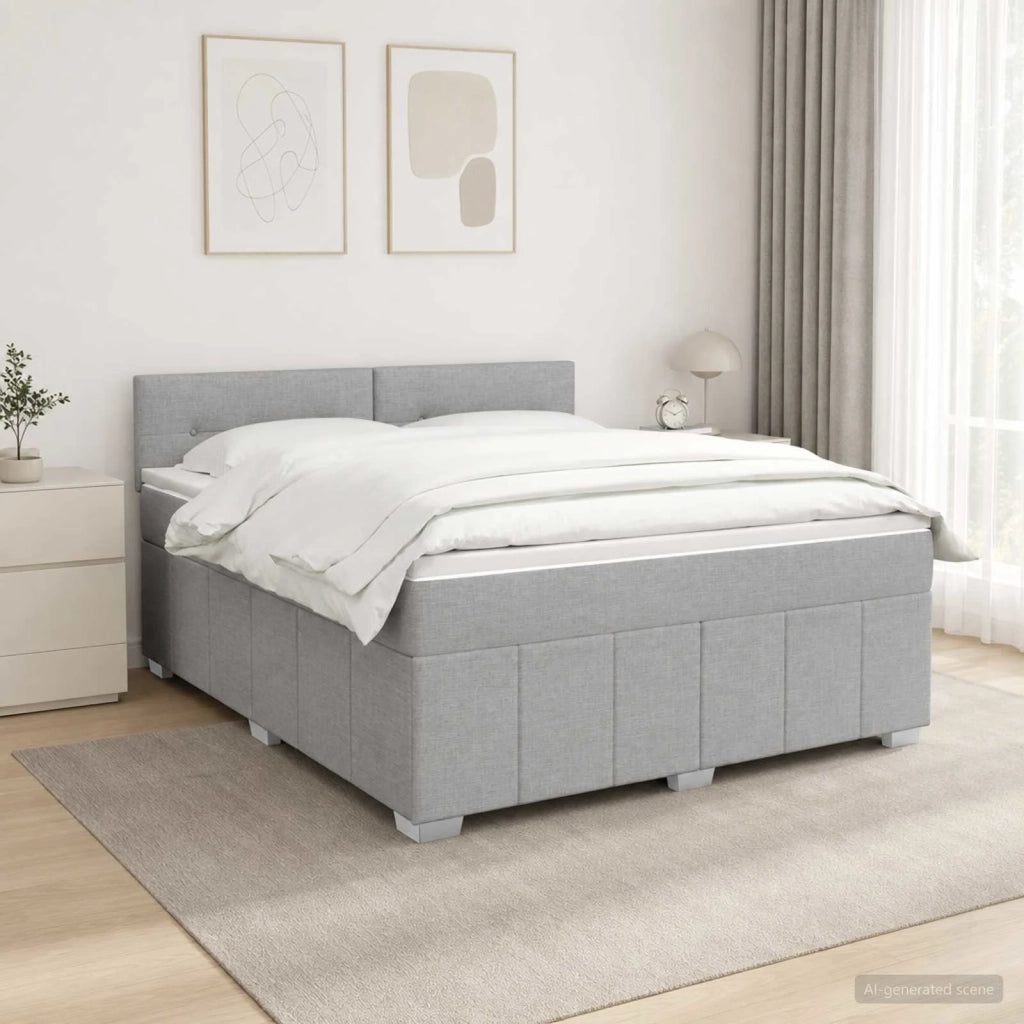 Letto Box Spring LED con Materasso Grigio Chiaro 160 x 200 cm 3455640