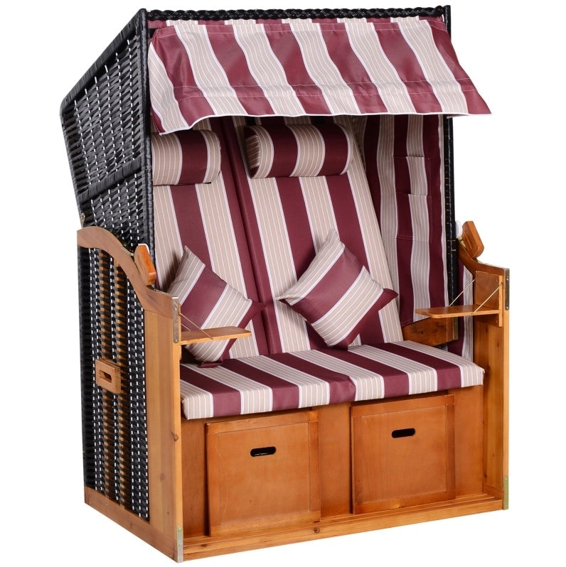 Strandkorb a 2 posti con schienale regolabile a 5 posizioni; 118x79x160 cm; rosso