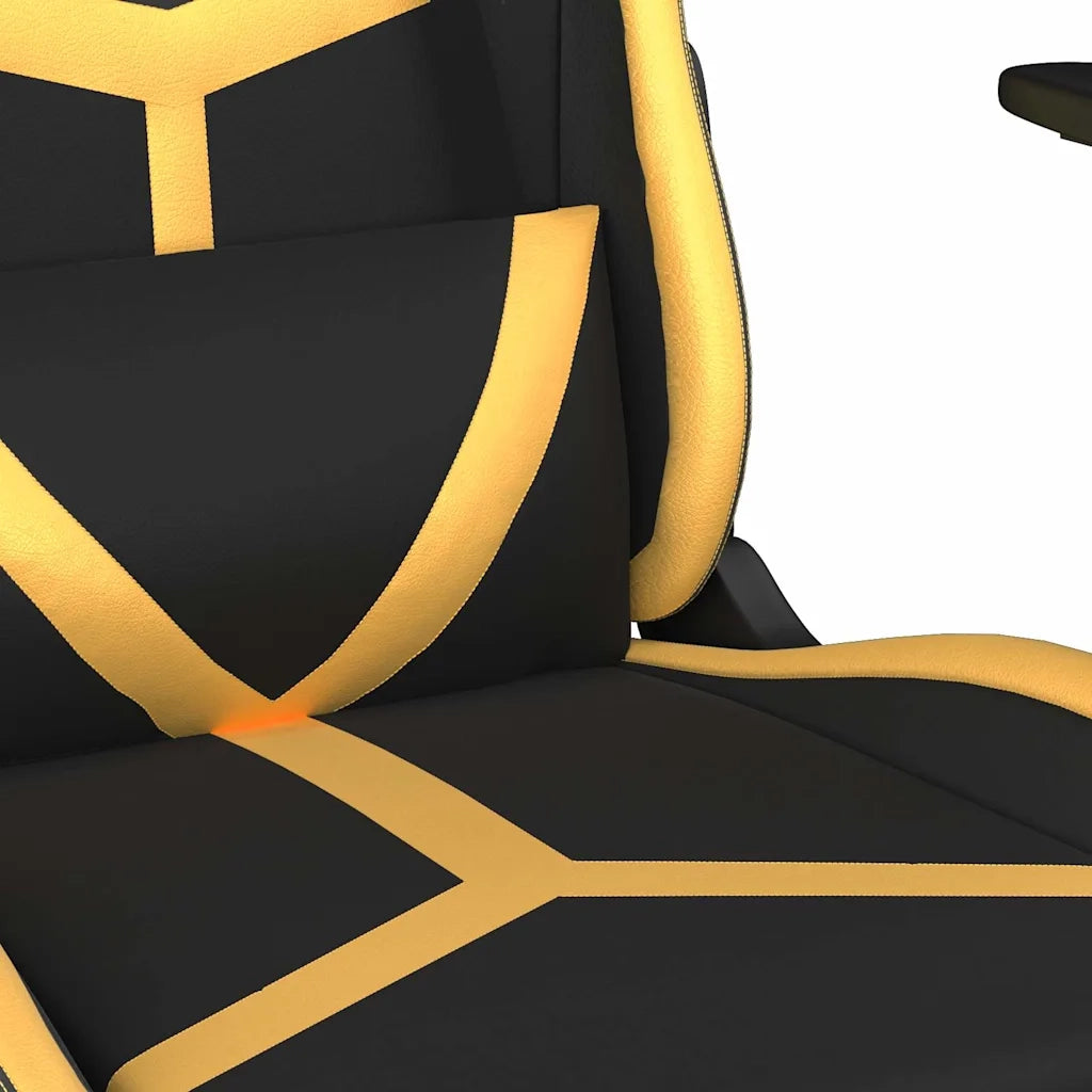 Sedia da Gaming | Sedia da e-sports Massaggiante Nero e Oro in Similpelle