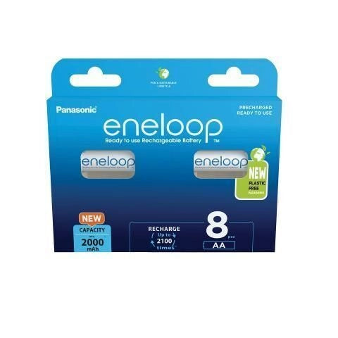 Eneloop BK-3MCDE-8BE Batterie Ricaricabili AA Ni-MH 2000 mAh 1,2 V 8 pezzi colore Nero