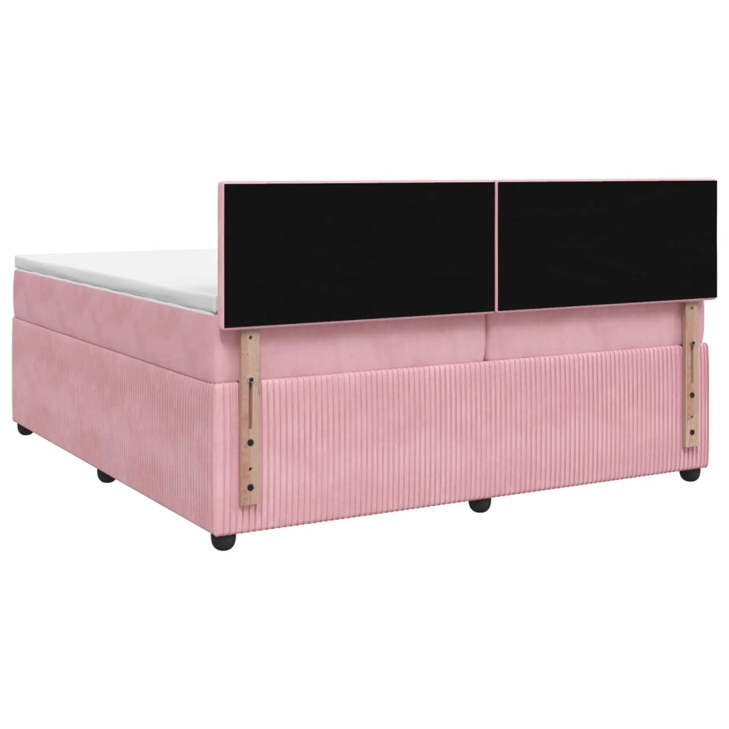 Letto box spring con materasso Rosa 200 x 200 cm Velluto 3451756