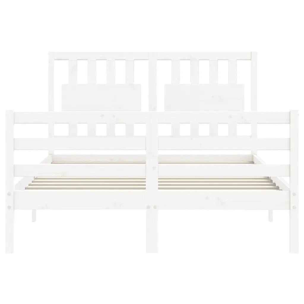Giroletto con Testiera-Struttura Letto con testiera Bianco 120x200 cm in Legno Massello 959720