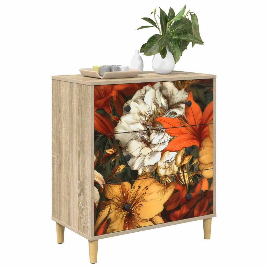Cassettiera GENNEP stampa a gigli 66 x 36,5 x 75 cm Sonoma 8007355