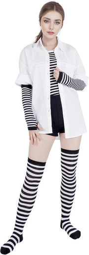 Calze per ginocchio - Calze per pantaloni - Guanti lunghi ricamati - Set per costume da festa - Cotone/Poliester - Resistenti/Elastici - Ideale per regali