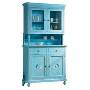 Cristalliera 2 porte shabby vintage azzurro consumato 112x49x206 - Mobili 2G