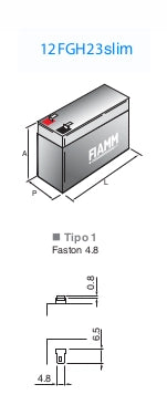 BATTERIA FIAMM 12FGH23slim (EX FGH20501A) Scarica Rapida 12V 5,0Ah