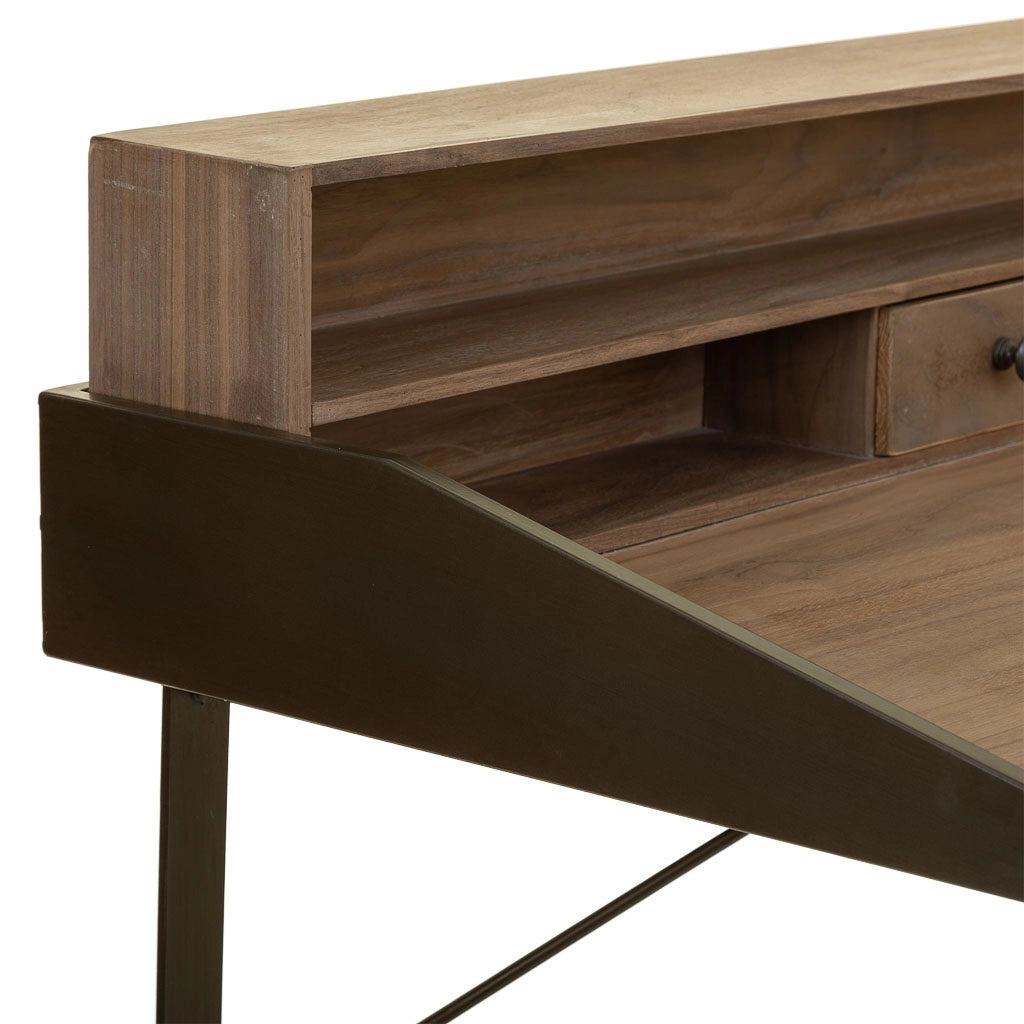 Scrivania in legno e metallo marrone 130x60x95h cm