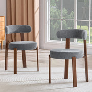 Sedia da pranzo imbottita con schienale ergonomico, in lino, Grigio, 57 × 51.5 × 79 cm
