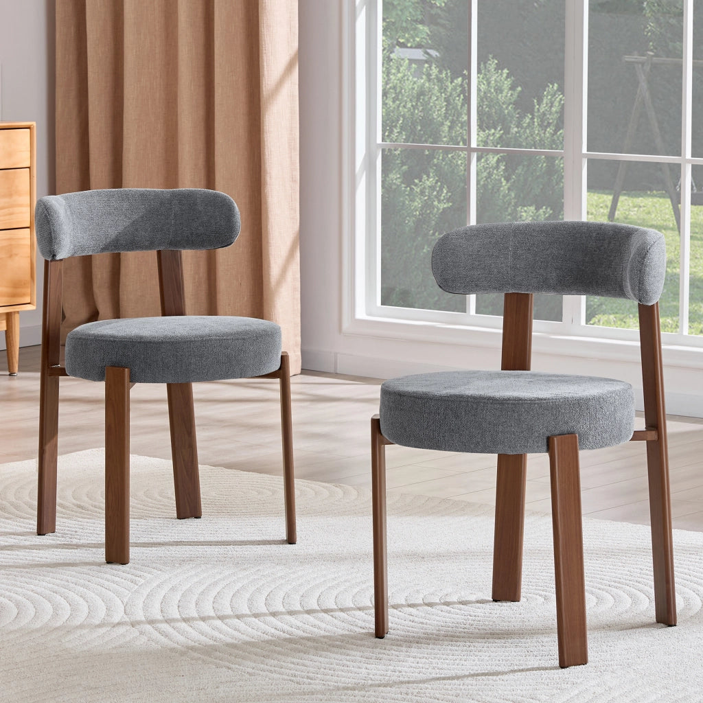 Sedia da pranzo imbottita con schienale ergonomico, in lino, Grigio, 57 × 51.5 × 79 cm