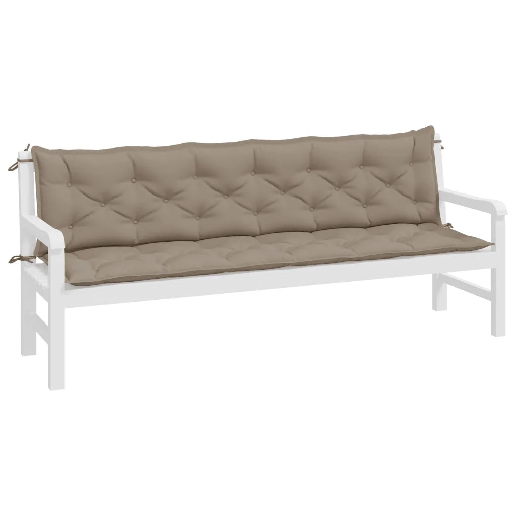 Cuscini Panca da Giardino 2 pz-Set di 2 Cuscini per panchina da esterno Tortora 200x50x7cm Tessuto Oxford