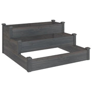 Aiuola rialzata/fioriera per piante fiori patio giardino 120 x 120 x 56 cm legno massello di abete grigio 02_0039340