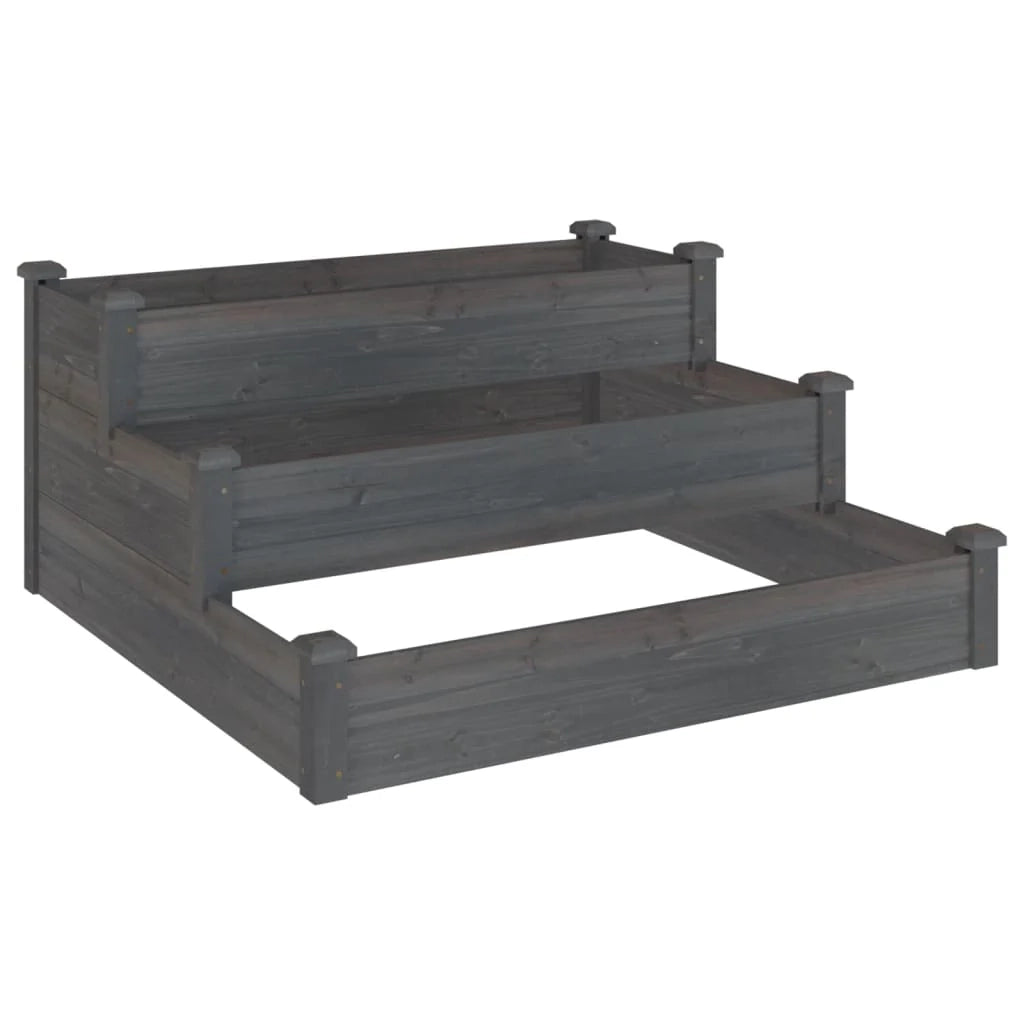 Aiuola rialzata/fioriera per piante fiori patio giardino 120 x 120 x 56 cm legno massello di abete grigio 02_0039340