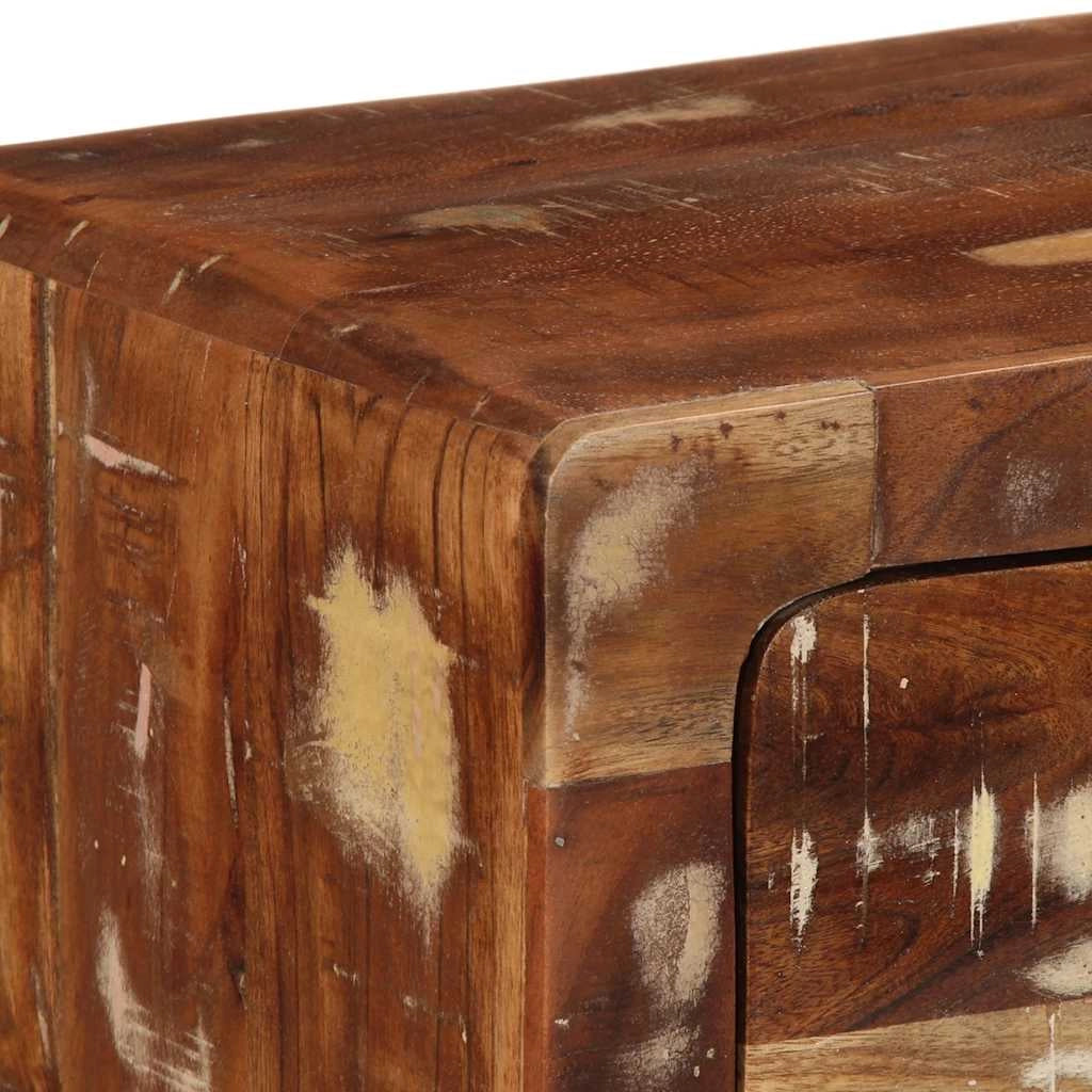 Mobile TV da parete 100 x 32 x 25 cm design salvaspazio con 2 cassetti stile vintage realizzato in legno marrone di recupero 02_0058067