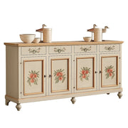 Madia credenza in legno provenzale laccata a mano 4 porte 198x50x107 - Mobili 2G