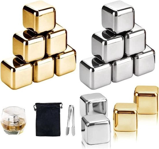 16 pezzi di metallo in acciaio inossidabile riutilizzabile - oro e argento - inclusa clip per ghiaccio