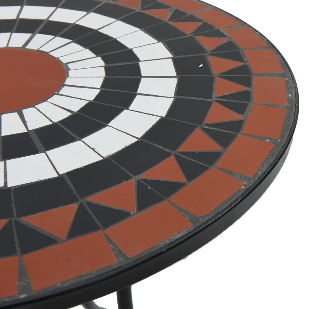 Tavolino Bistrot-Tavolino da soggiorno-Tavolo con Mosaico Terracotta e Bianco Ceramica
