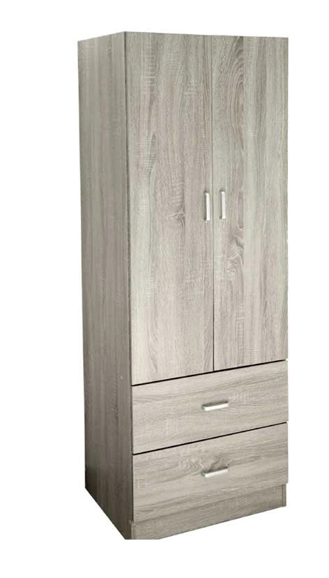 ERMES ARMADIO IN LEGNO CON 2 ANTE E CASSETTI ROVERE GRIGIO 60 X 42 X 180 CM