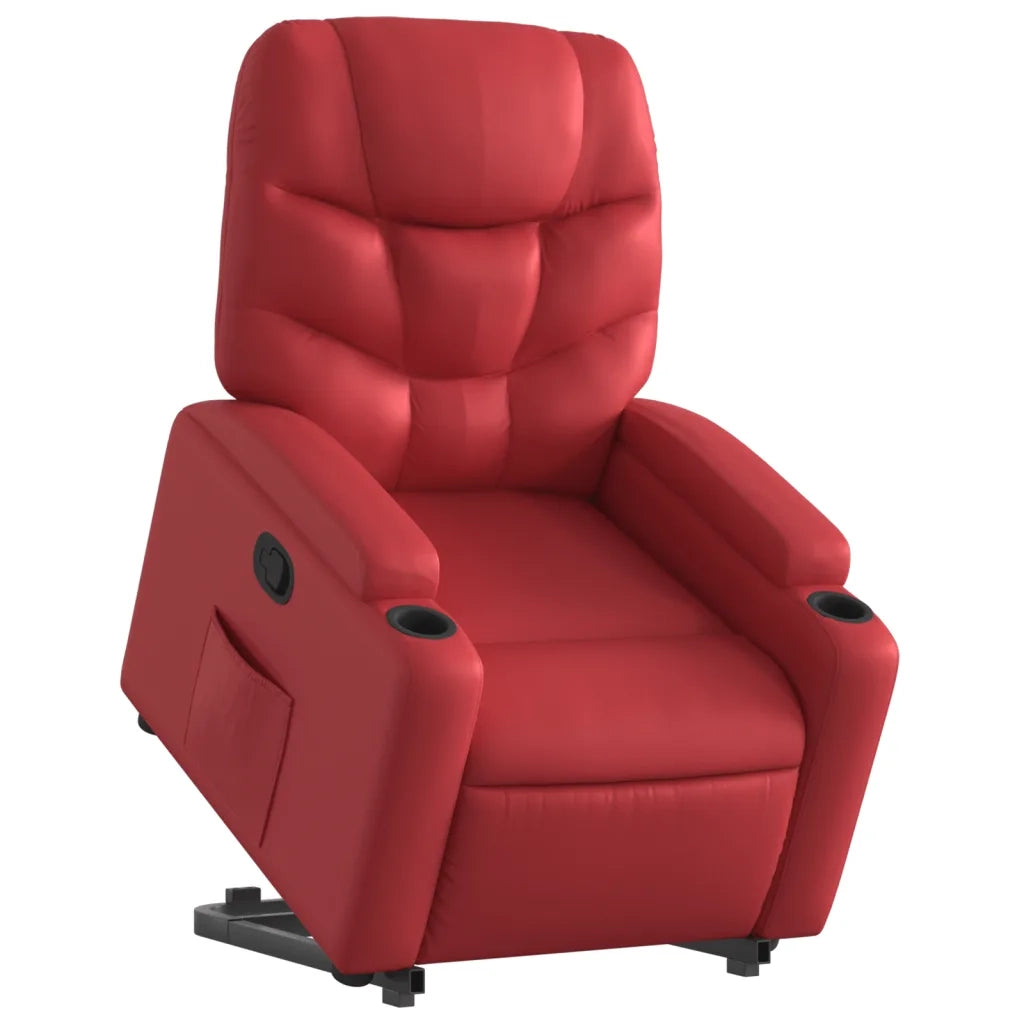 Poltrona | Sedia Relax Alzapersona Reclinabile Rosso in Similpelle