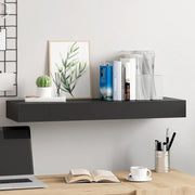 Mensola a Muro Galleggianti con Cassetto Nera 80x25x8 cm 288206
