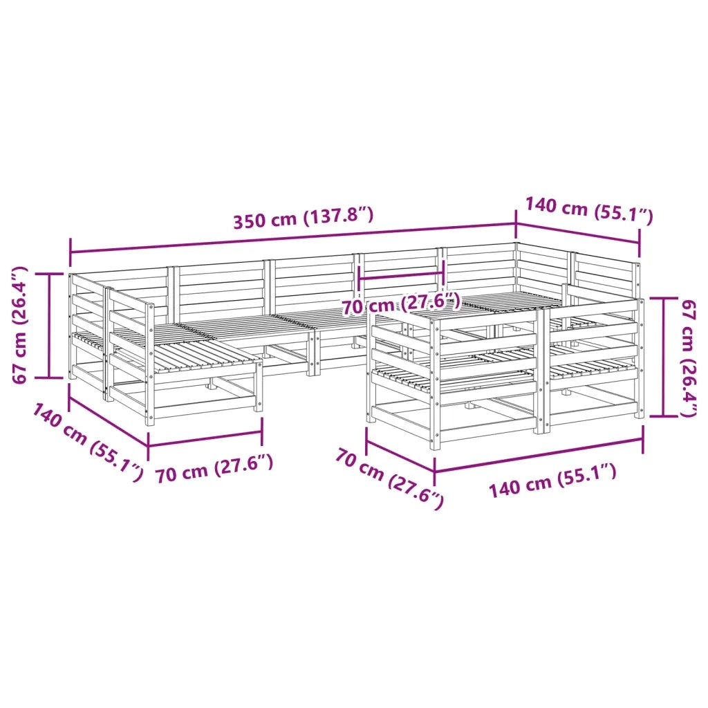 Set Divani da Giardino 9 pz in Legno Massello Abete Douglas 3299627