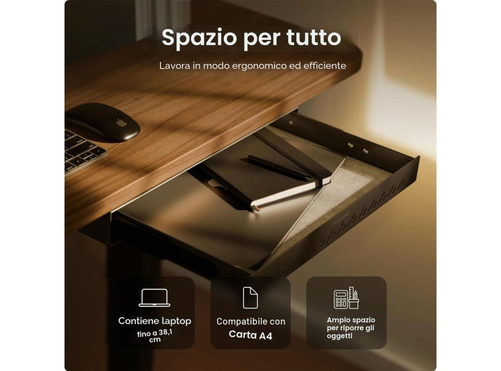 Desktronic Cassetto Sotto Scrivania in Metallo Organizzatore Nascosto Salvaspazio ad Alta Capacità Facile da Installare per Ufficio e Tavolo Toeletta Struttura Resistente