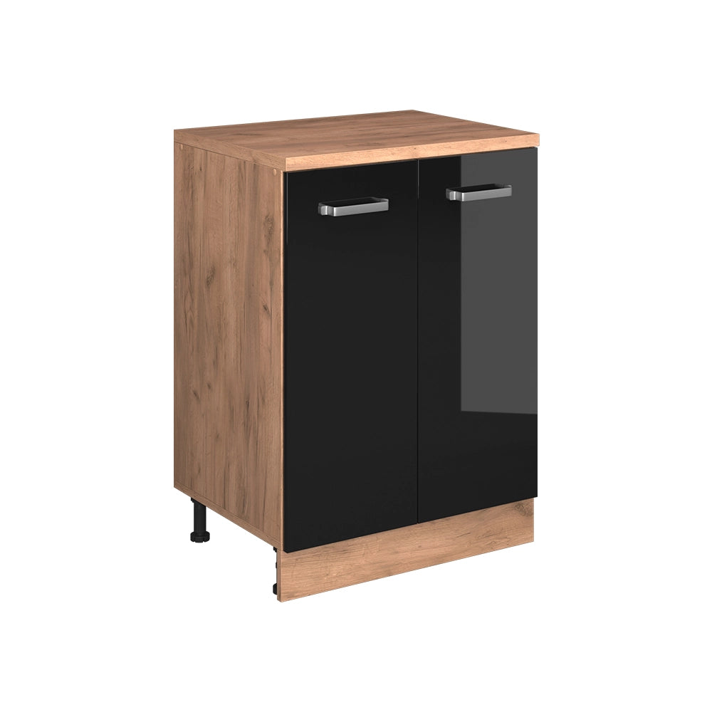 Mobile per mansarda Rion Nero lucido/Rovere dorato 60 x 83.8 cm senza inclinazione con 2 ante Vicco