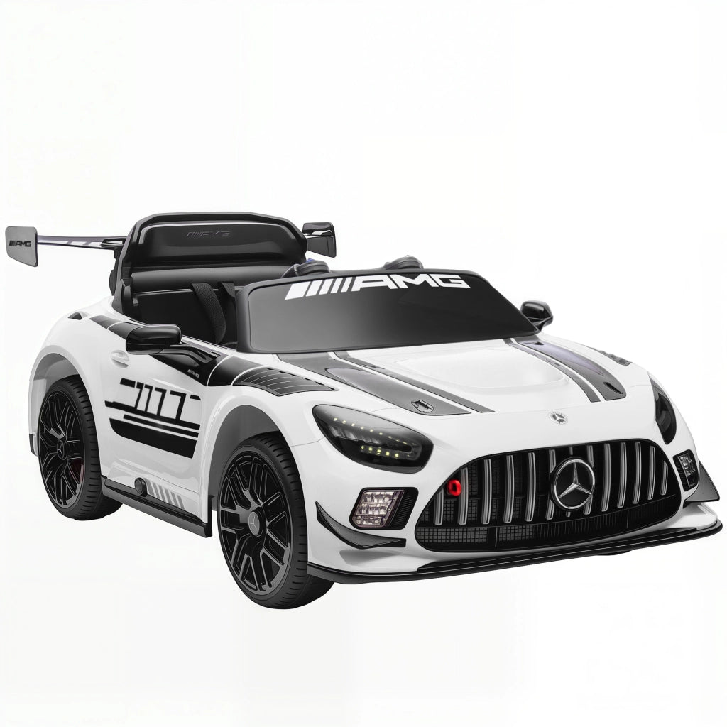 Macchina Elettrica Bambini 3-8 Anni Licenza Ufficiale Mercedes AMG 12V con Telecomando Luci LED Bianco