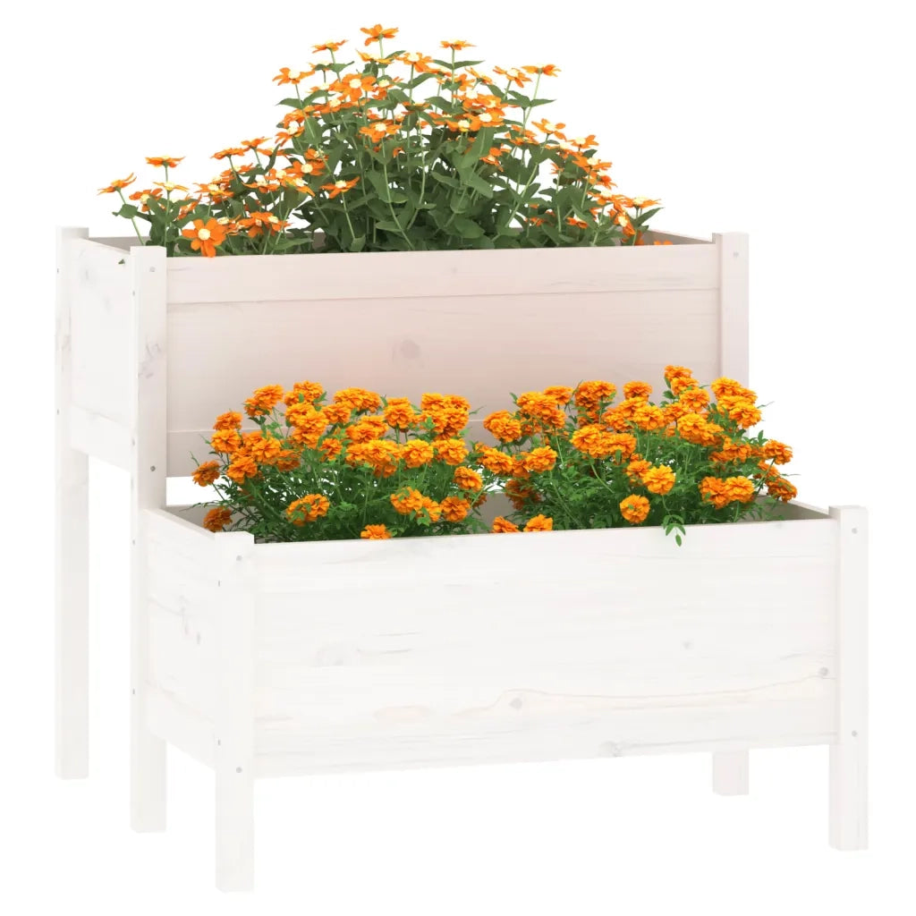 Fioriera Bianca 84,5x84x75 cm in Legno Massello di Pino 822258