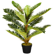 Pianta Artificiale di Palma con 18 Foglie Altezza 85 cm Vaso Incluso Verde