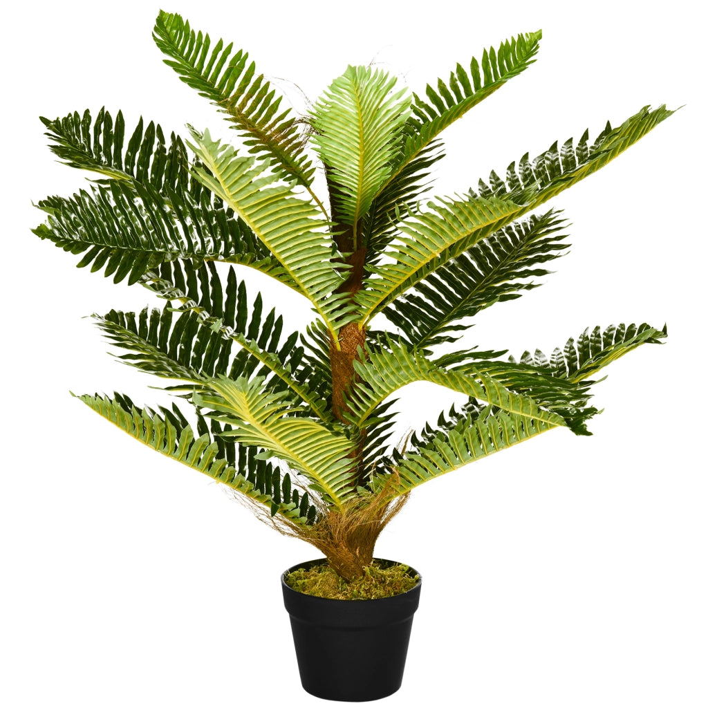 Pianta Artificiale di Palma con 18 Foglie Altezza 85 cm Vaso Incluso Verde