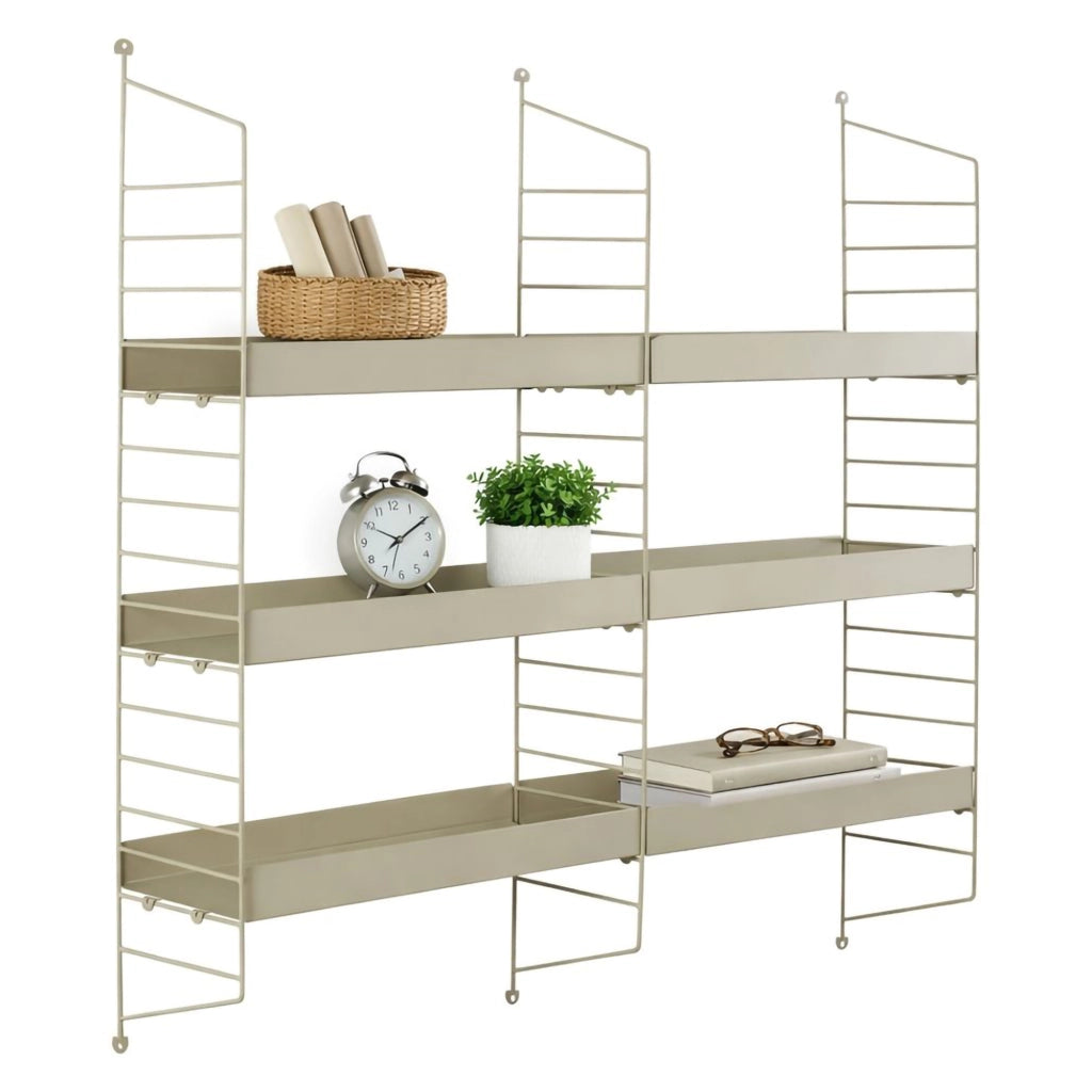 Scurelle, Mensola 3 Ripiani, 98x21x100h cm Grigio Tortora