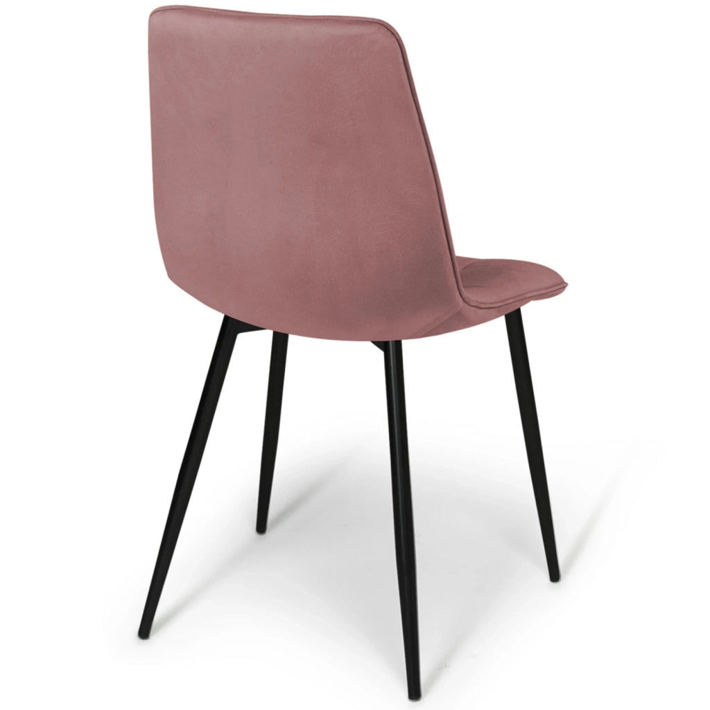 IDMarket - Lote de 4 sillas mixtas de terciopelo pastel MILA en azul, gris claro, gris oscuro y rosa